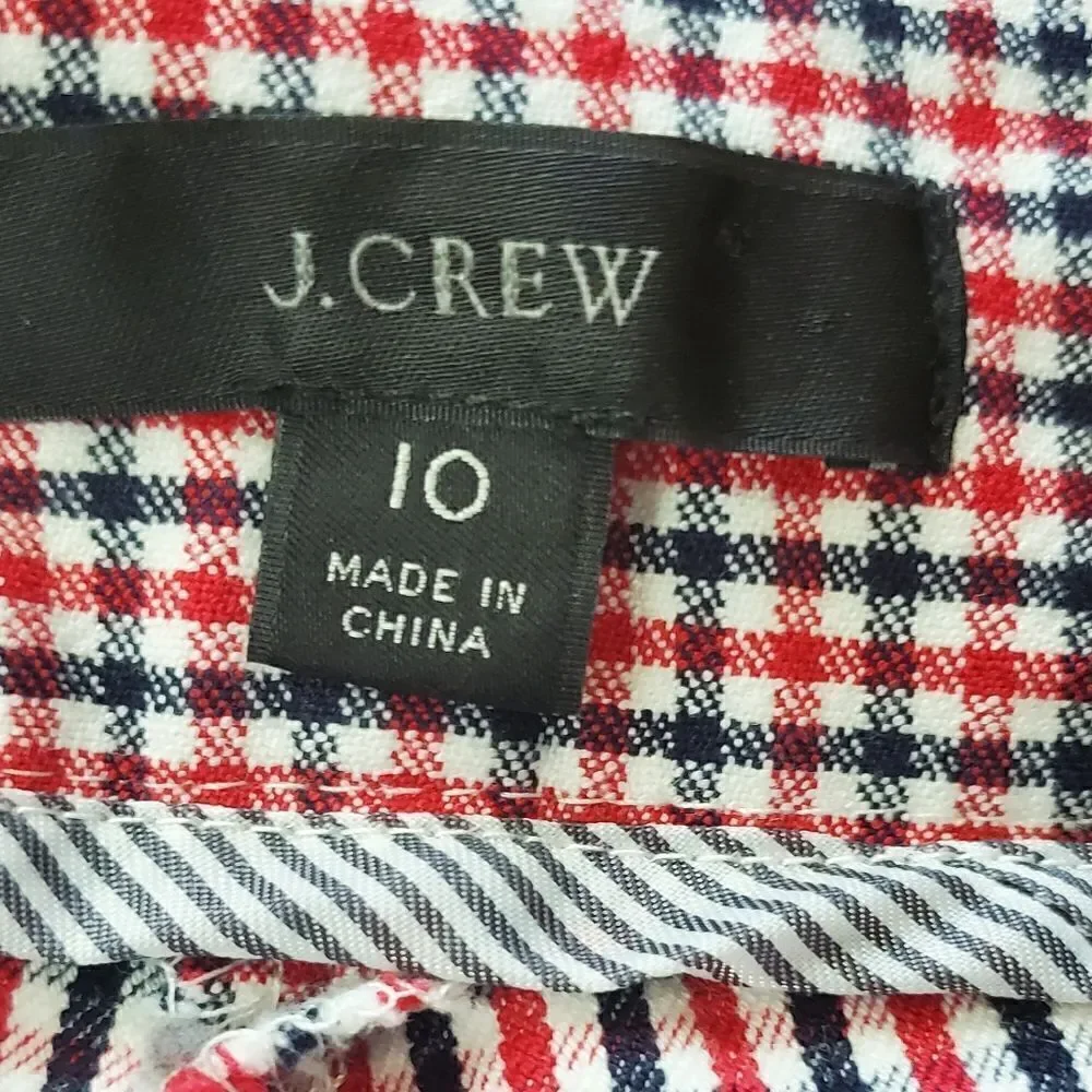 J. Crew Red,Black & White Plaid Ankle Pants